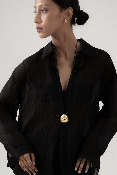 THE SEER GOLD SHELL CORD NECKLACE
