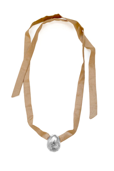 THE SEER SILVER SHELL SILK NECKLACE