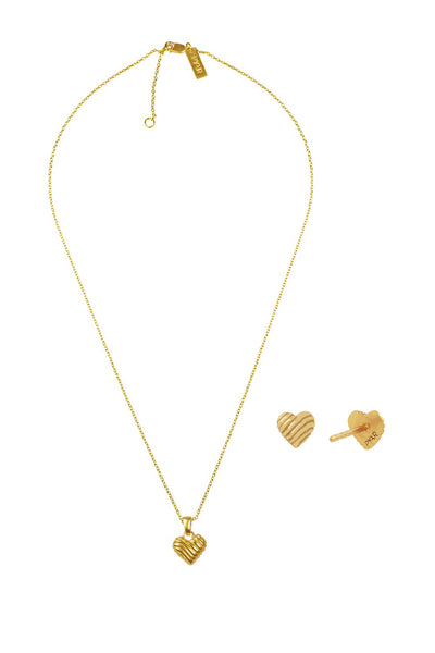 PETITE WAVY HEART NECKLACE AND MINI STUD EARRINGS SET
