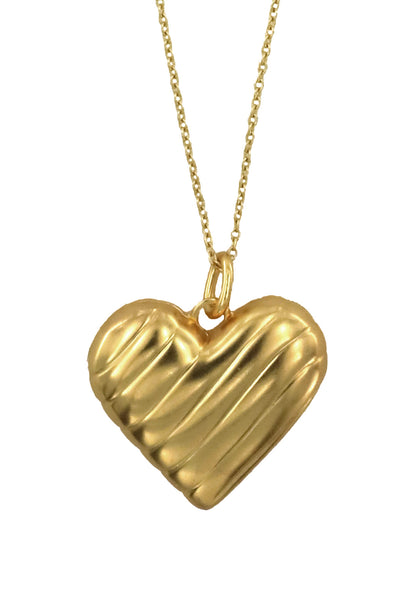 GOLD JUMBO WAVY HEART LOCKET NECKLACE