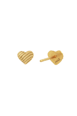 MINI GOLD WAVY HEART STUD EARRINGS