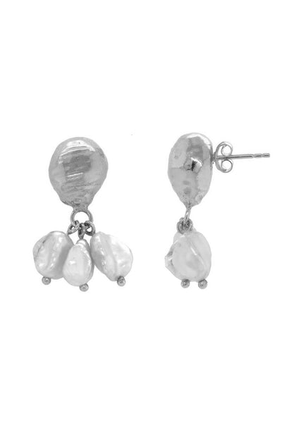 SILVER PEARL DROP EARRINGS