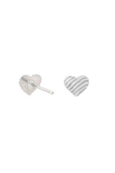 MINI SILVER WAVY HEART STUD EARRINGS