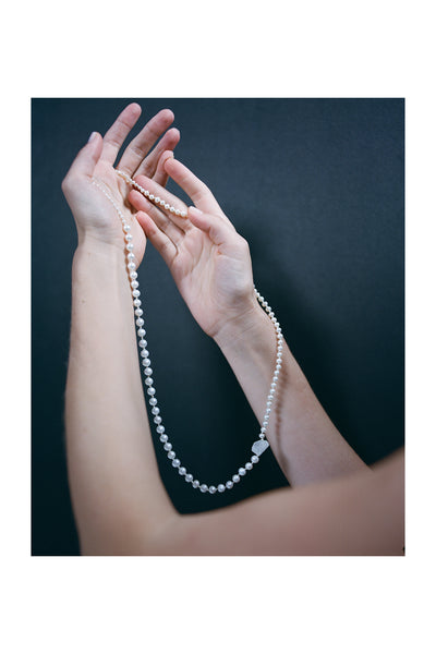 CRYSTAL QUARTZ PEARL LONG NECKLACE