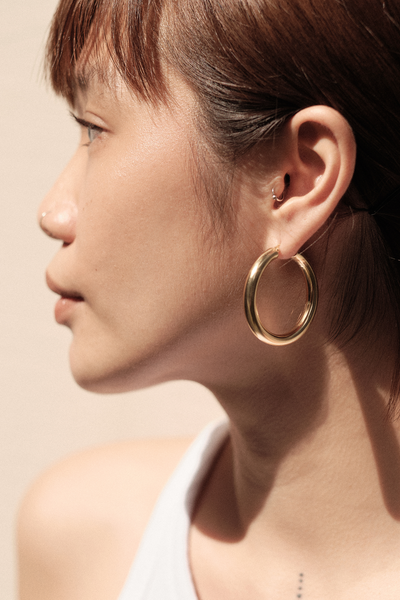 JUPITER GOLD HINGED HOOP EARRINGS