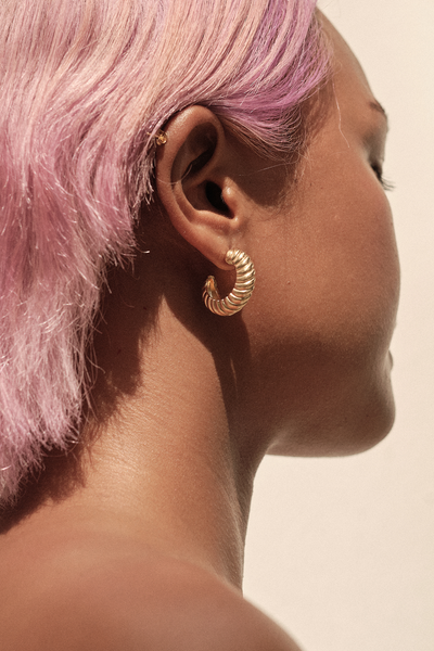 SATURN GOLD HOOP EARRINGS