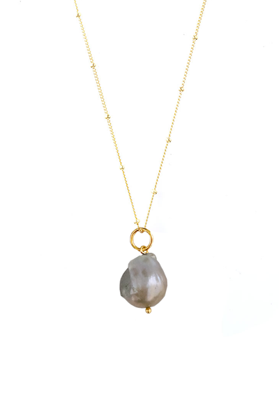 SILVER BAROQUE PEARL AMULET