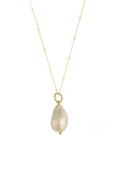 WHITE BAROQUE PEARL AMULET